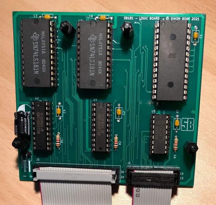 Click to view full size - Logic board with the 3 register latches, EEPROM and dual 74LS181